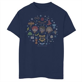 Boys 6-20 Harry Potter Christmas Group Shot Chibi Ugly Sweater Graphic Tee