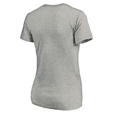 Women's Fanatics Heathered Gray Florida Gators Primary Logo V-Neck T-Shirt