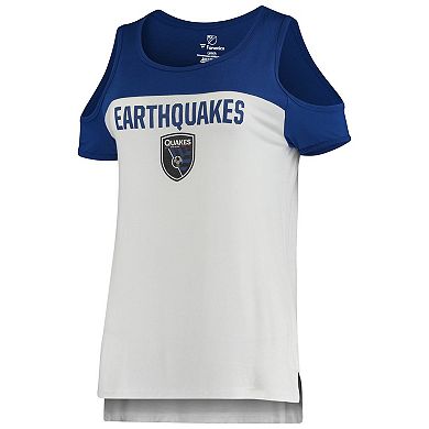 Women's Fanatics Branded White San Jose Earthquakes Iconic Pure Dedication Cold Shoulder T-Shirt