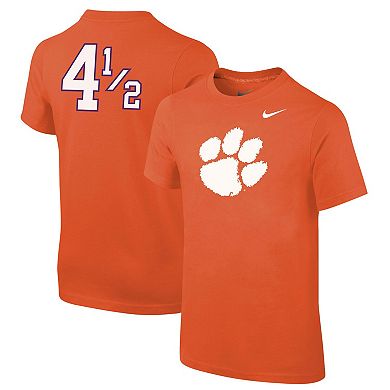 Youth Nike Orange Clemson Tigers Disney+ #4Â½ Player T-Shirt