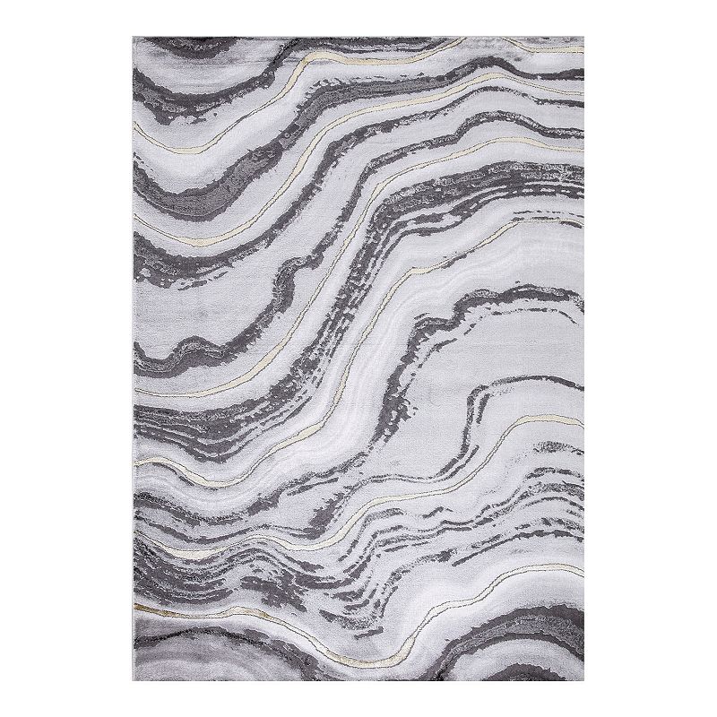 Concord Global Brighton Marble Abstract Area Rug, Grey, 8X11 Ft