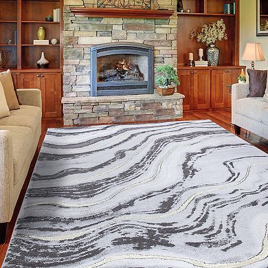 Concord Global Brighton Marble Abstract Area Rug