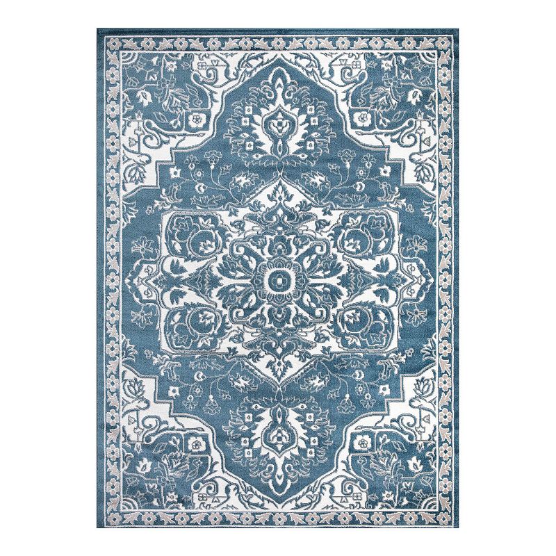 Concord Global Jefferson Vintage Medallion Area Rug, Blue, 8X10 Ft