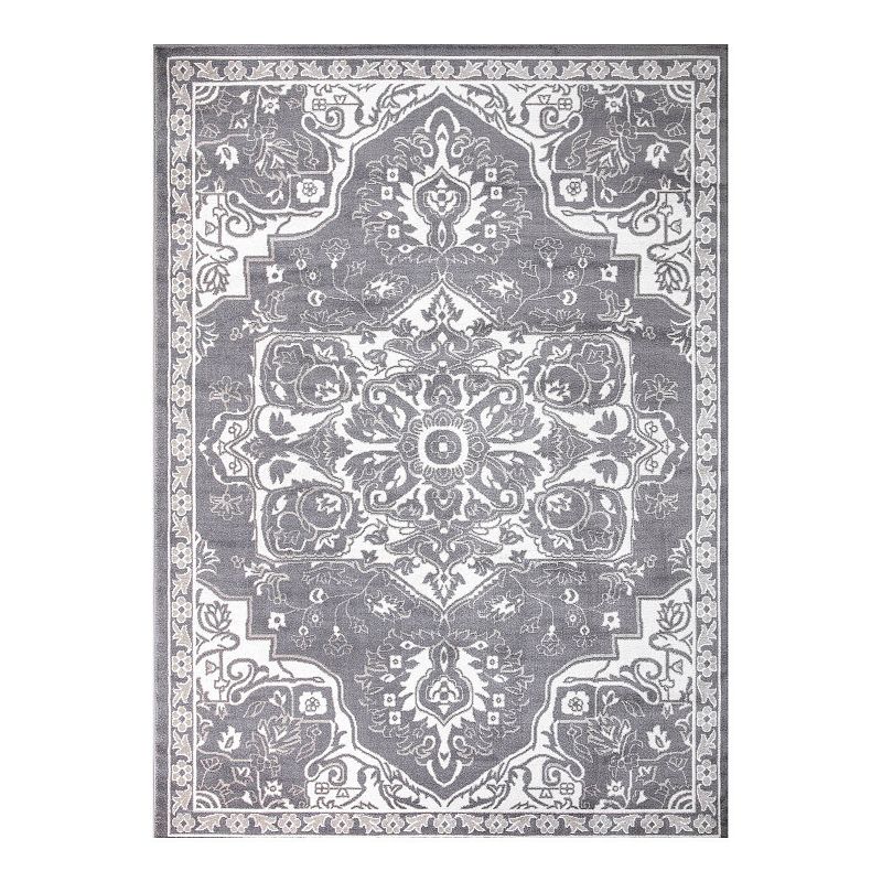 Concord Global Jefferson Vintage Medallion Area Rug, Grey, 8X10 Ft