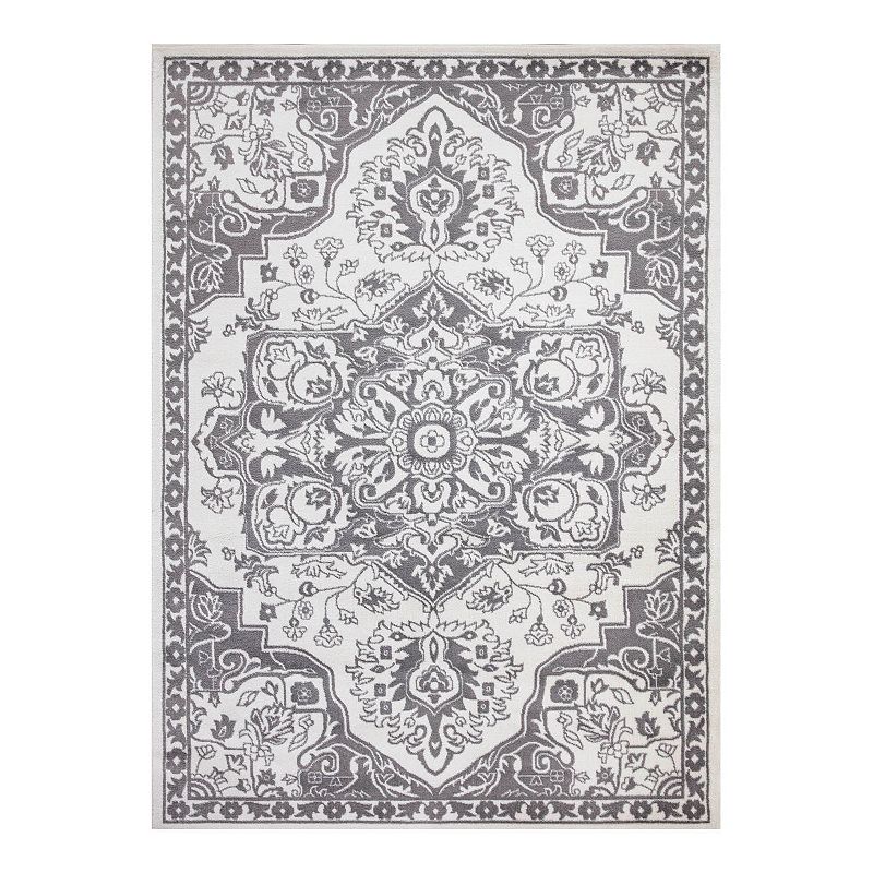 Concord Global Jefferson Vintage Medallion Area Rug, White, 8X10 Ft