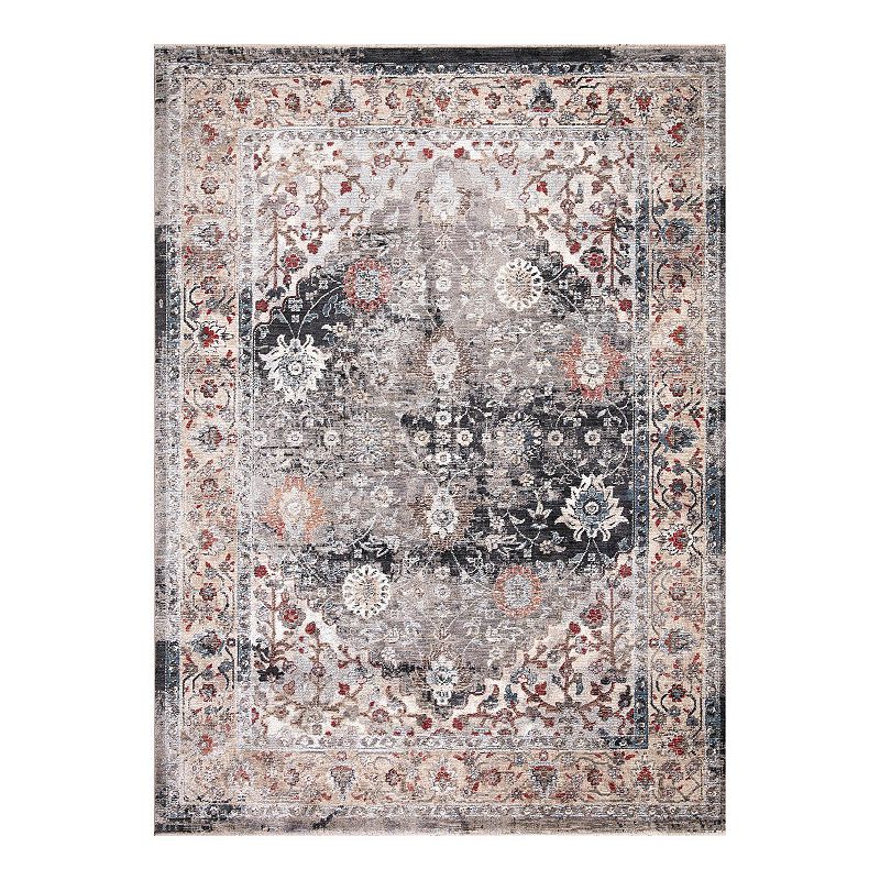 Concord Global Pandora Royalty Traditional Area Rug, Grey, 5X7 Ft