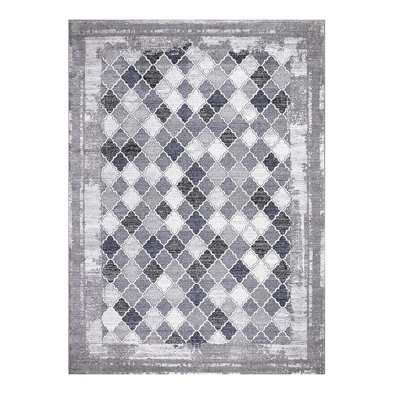 Concord Global Positano Siena Trellis Area Rug, Grey, 5X7 Ft