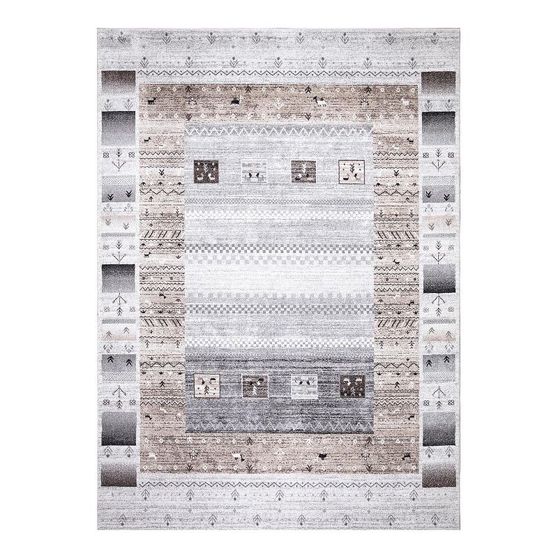 Concord Global Positano Capri Tribal Area Rug, White, 5X7 Ft