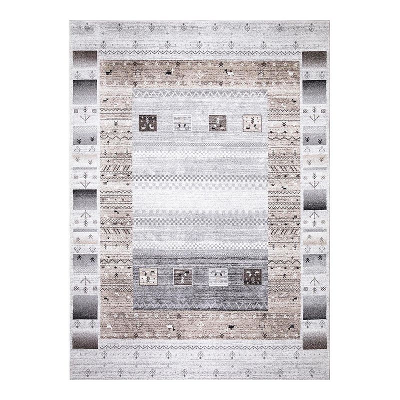 Concord Global Positano Capri Tribal Area Rug, White, 8X11 Ft