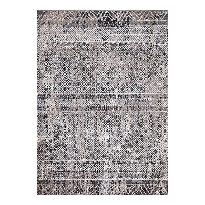 Concord Global Vintage Piazza Geometric Area Rug, Grey, 8X11 Ft