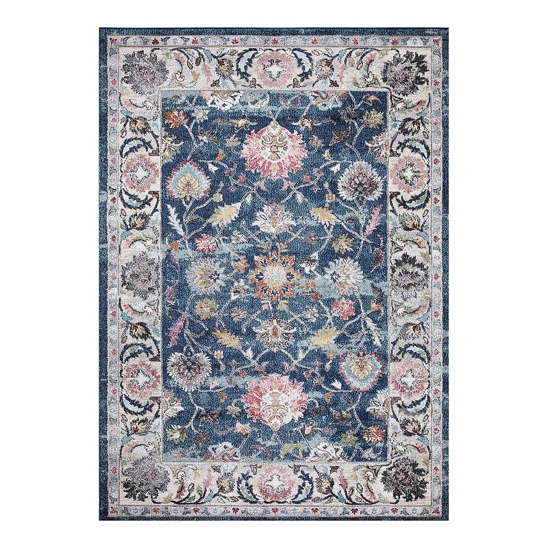 Concord Global Vintage Istanbul Border Area Rug, Blue, 8X11 Ft