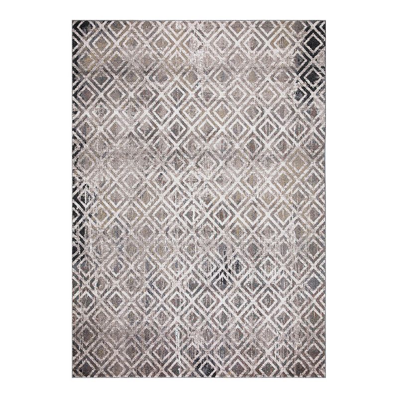 Concord Global Vintage Diamonds Geometric Area Rug, Beig/Green, 7X9 Ft