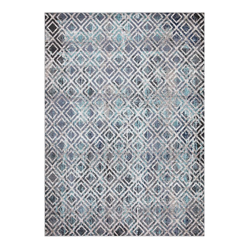 Concord Global Vintage Diamonds Geometric Area Rug, Blue, 8X11 Ft