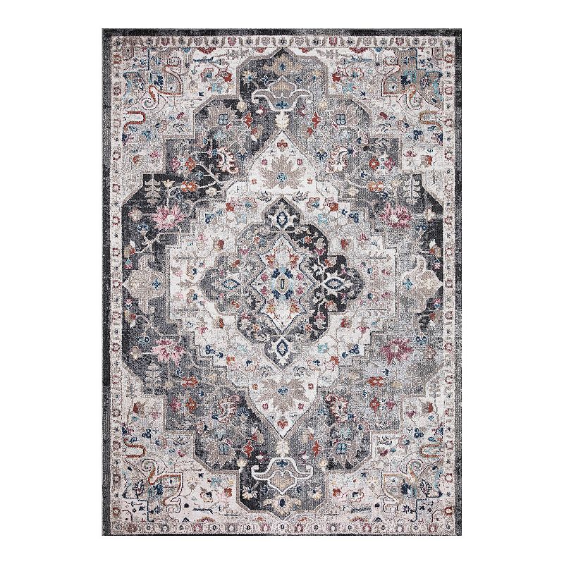 Concord Global Vintage Montreal Medallion Area Rug, Grey, 7X9 Ft