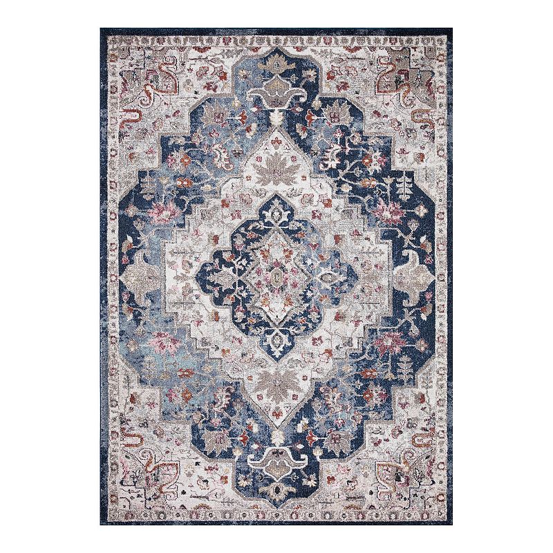 Concord Global Vintage Montreal Medallion Area Rug, Blue, 7X9 Ft