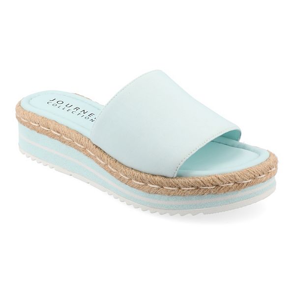 Journee Rosey Women's Espadrille Slide Sandals - Blue (7.5)