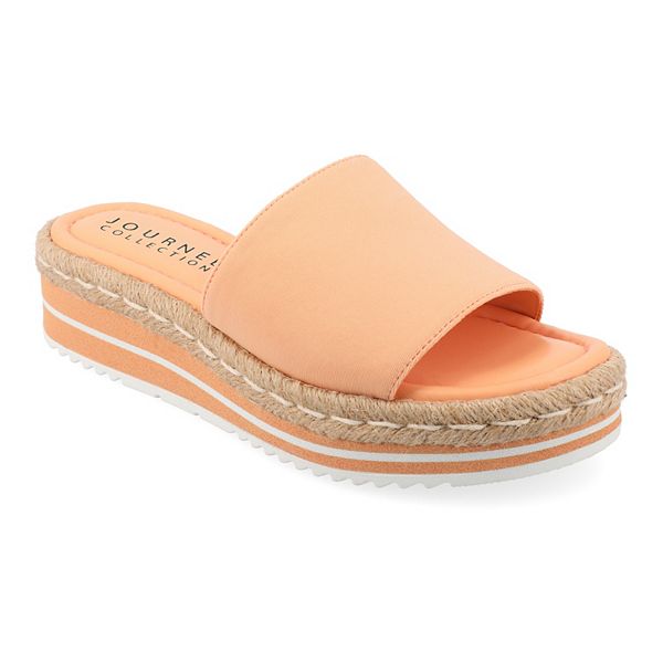 Journee Rosey Women's Espadrille Slide Sandals - Peach (7.5)