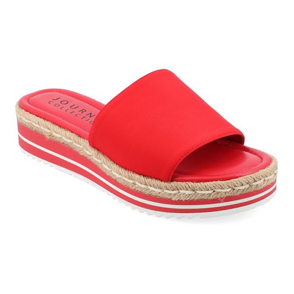 Journee Rosey Women's Espadrille Slide Sandals - Red (7.5)
