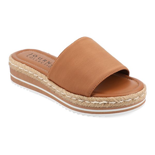 Journee Rosey Women's Espadrille Slide Sandals - Tan (10 WIDE)