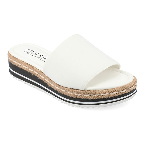Journee Rosey Women's Espadrille Slide Sandals - White (11)