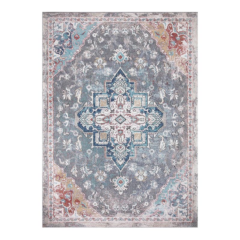 Concord Global Vintage Tabriz Medallion Area Rug, Grey, 8X11 Ft