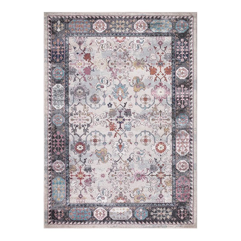 Concord Global Vintage Angora Border Area Rug, Gray