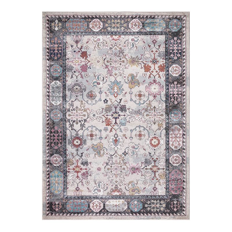 Concord Global Vintage Angora Border Area Rug, Grey, 7X9 Ft