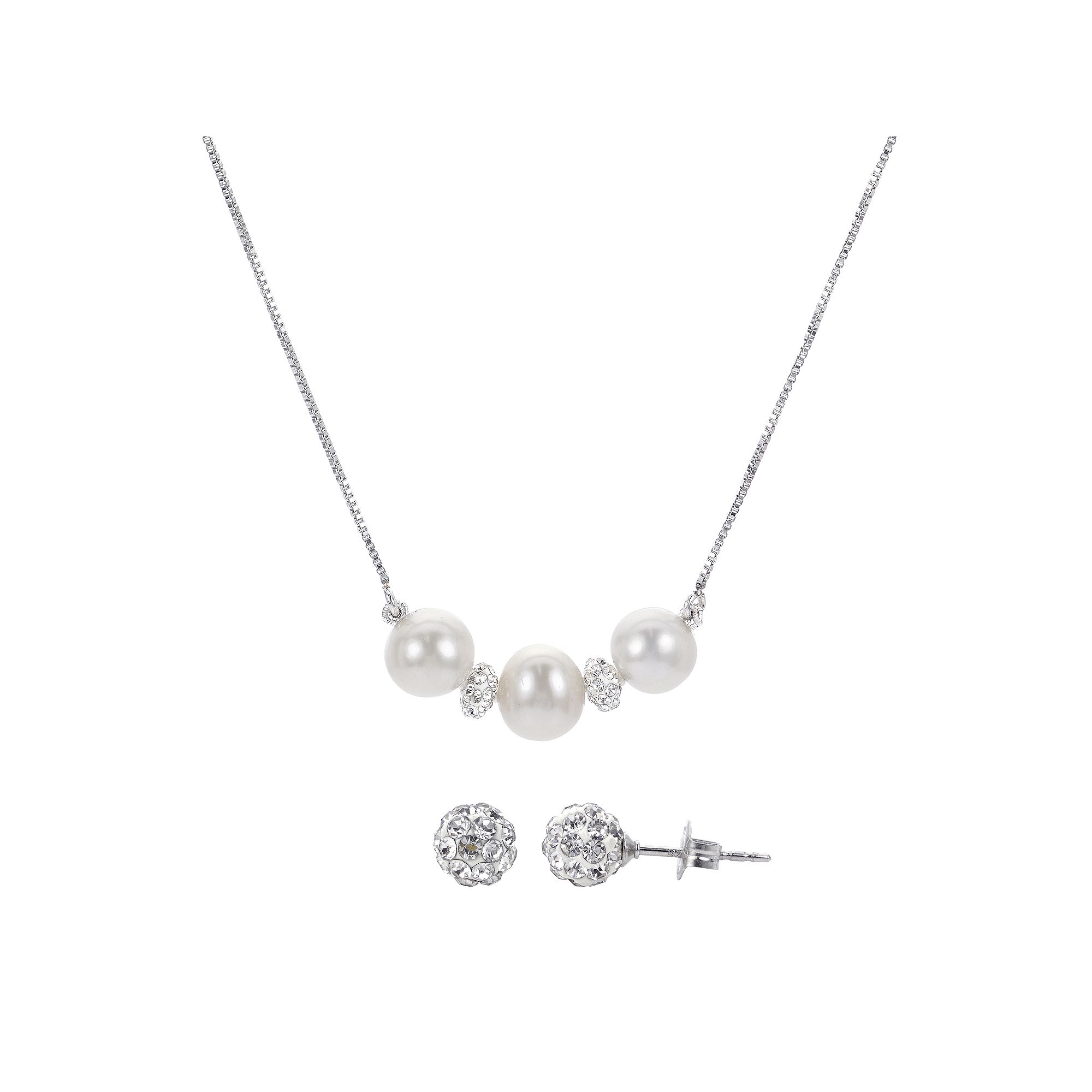 PearLustre by Imperial Freshwater Cultured Pearl & Crystal Bead Necklace &