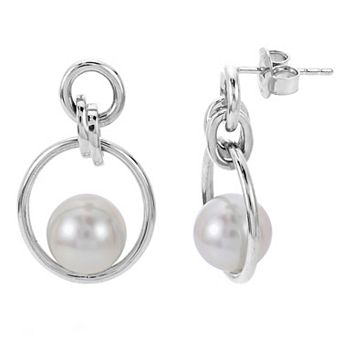 PearLustre by Imperial Sterling Silver Freshwater Cultured Pearl Door Knocker Earrings