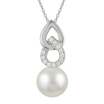 PearLustre by Imperial Sterling Silver Freshwater Cultured Pearl & Cubic Zirconia Pendant