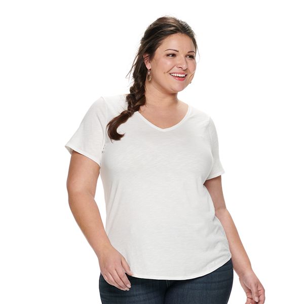 Plus Size Sonoma Goods For Life® Essential VNeck Short Sleeve Tee