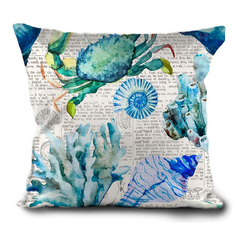 HFI Crab Shell Fun Textured Print Throw Pillow, Multicolor, 18X18
