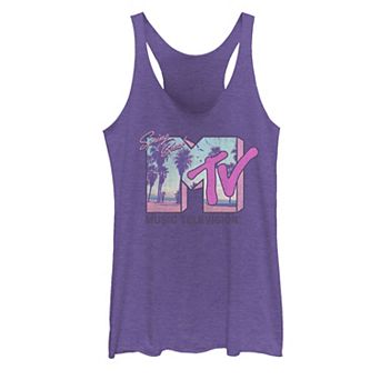 Juniors' MTV Logo Spring Break Palm Trees Sunset Graphic Tank Top