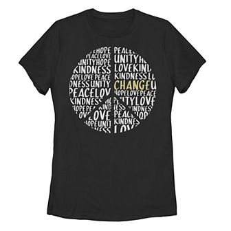 Juniors' Peace Symbol Fill Love Tee