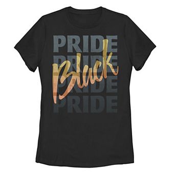 Juniors' Black Pride Text Tee