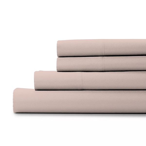 Color Sense Cool & Crisp Percale Weave Cotton Sheet Set & Pillowcases - Blush (QUEEN SET)