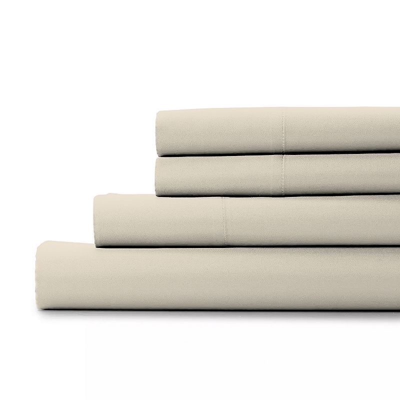 Color Sense Cool & Crisp Percale Weave Cotton Sheet Set & Pillowcases, Beig