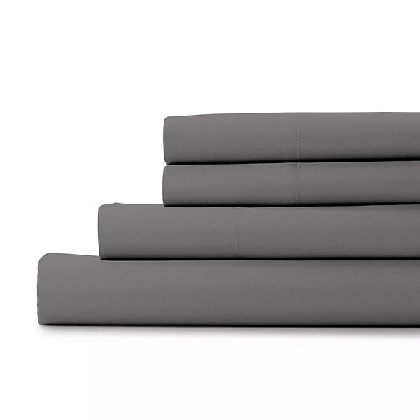 Twin 100% Cotton Percale Sheet Set Medium Gray - Color Sense: OEKO-TEX Certified, Includes 3 Pieces, Fits up to 17" Mattress