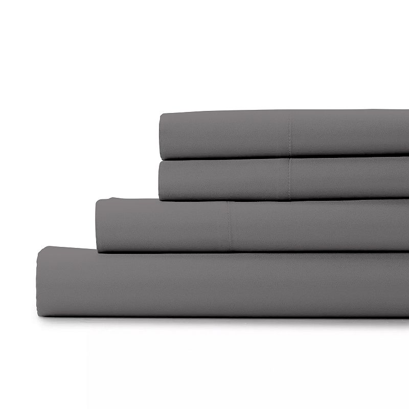 Color Sense Cool & Crisp Percale Weave Cotton Sheet Set & Pillowcases, Grey