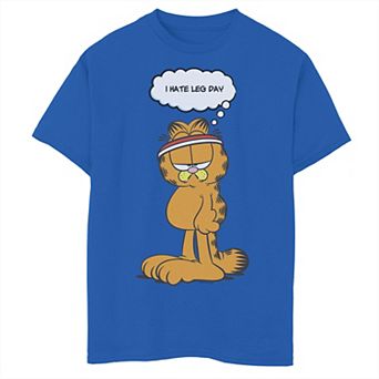 Boys 8-20 Garfield Leg Day Comic Text Graphic Tee