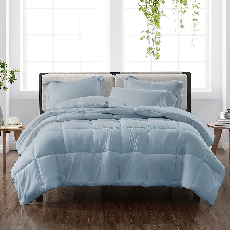 65651714 Cannon Solid Comforter Set with Shams, Blue, Twin sku 65651714