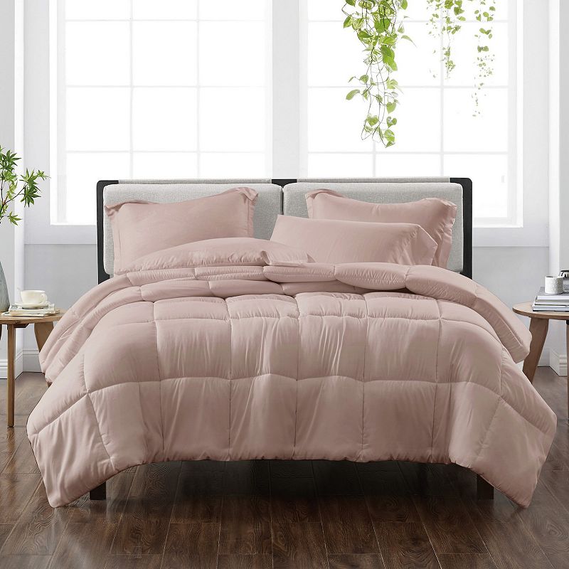 Cannon Solid Comforter Set with Shams, Light Pink, Twin