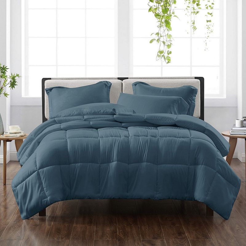 Cannon Solid Comforter Set with Shams, Dark Blue, Twin
