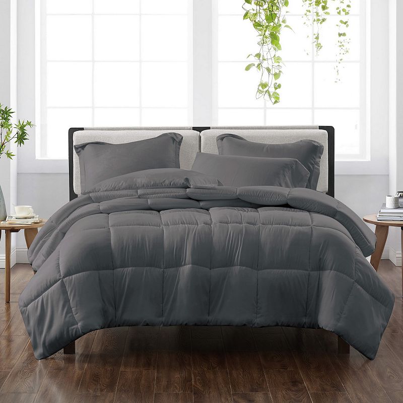 Cannon Solid Comforter Set with Shams, Grey, Twin