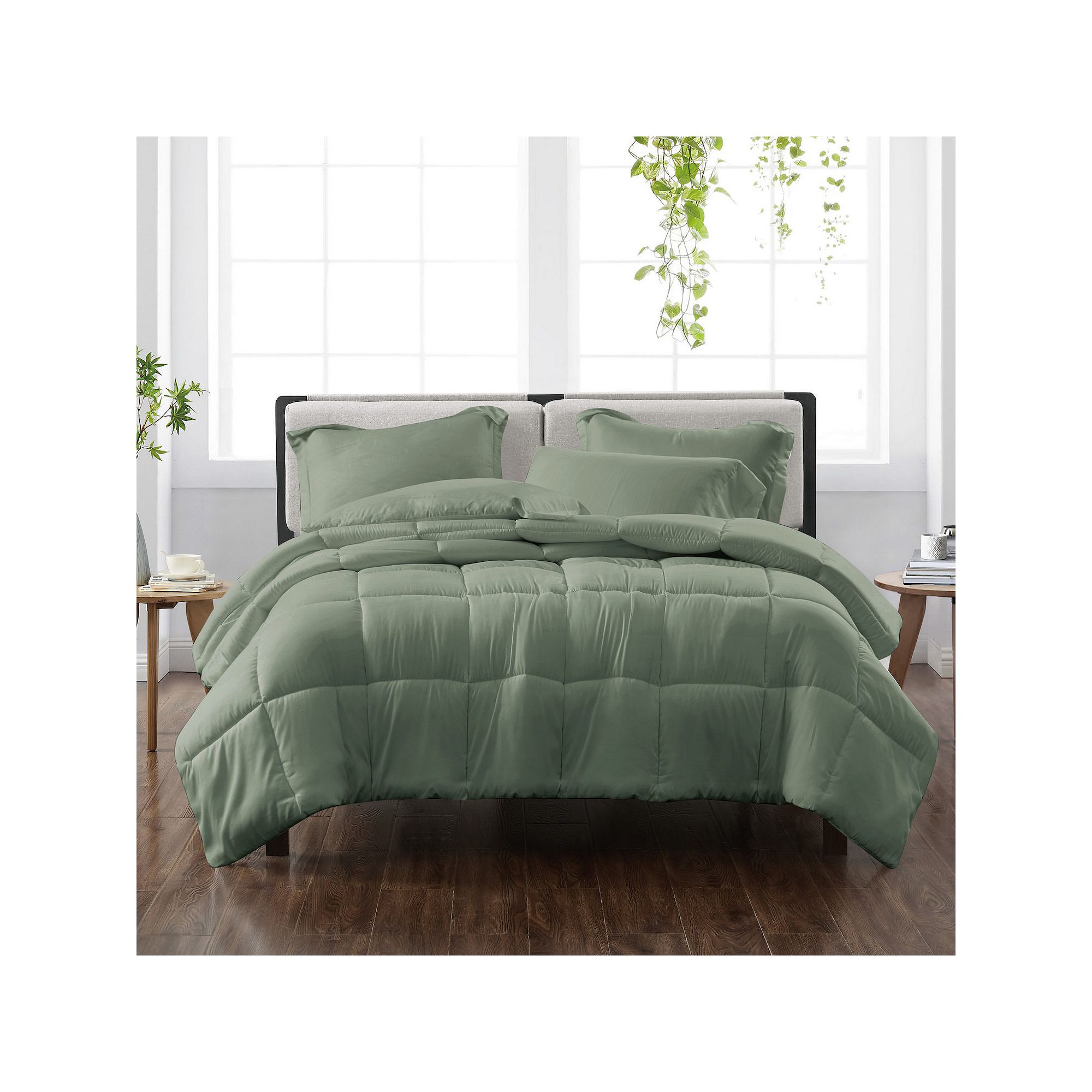 Cannon Solid Comforter Set with Shams, Green