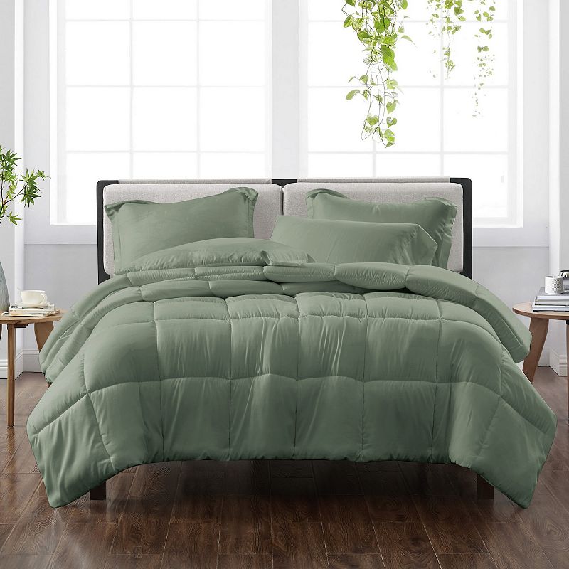 Cannon Solid Comforter Set with Shams, Green, King