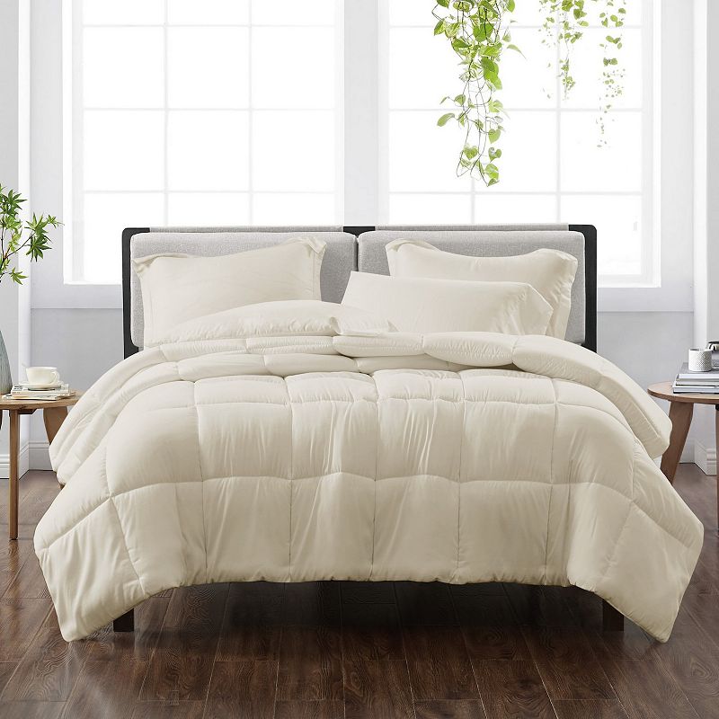 Cannon Solid Comforter Set with Shams, White, Twin