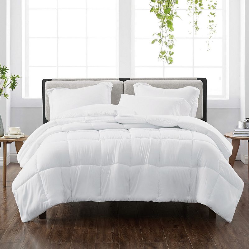 Cannon Solid Comforter Set with Shams, White, Full/Queen