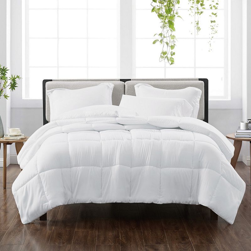 Cannon Solid Comforter Set with Shams, White, Twin