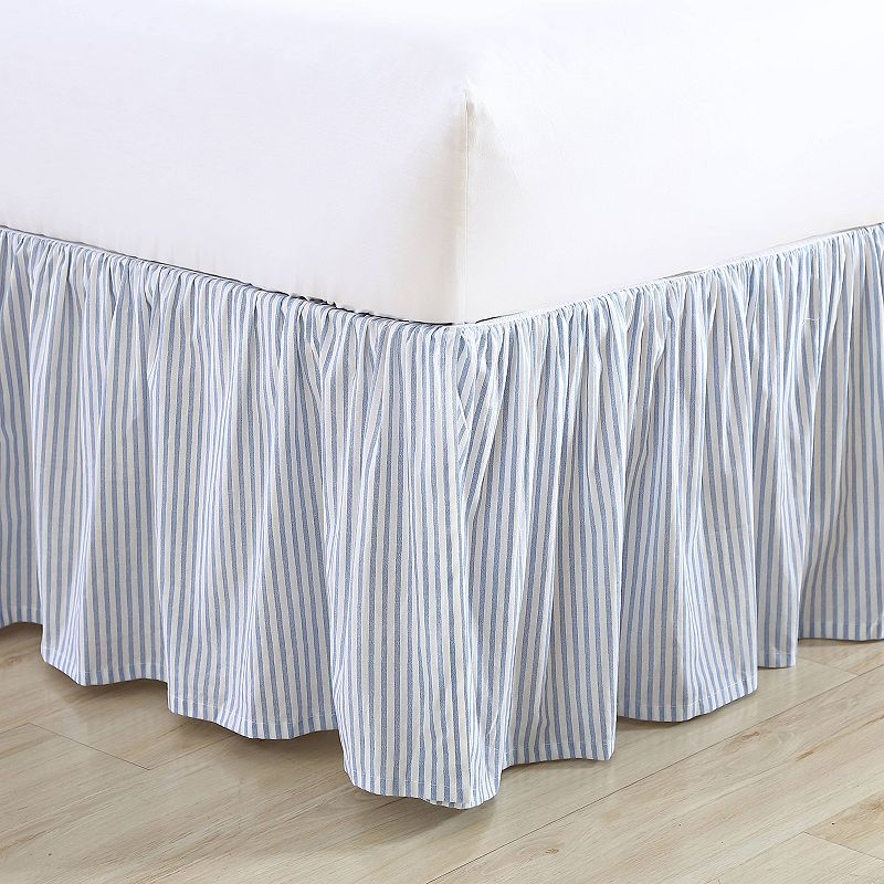 Laura Ashley LA Classics Ticking Stripe Bedskirt, Blue, Full